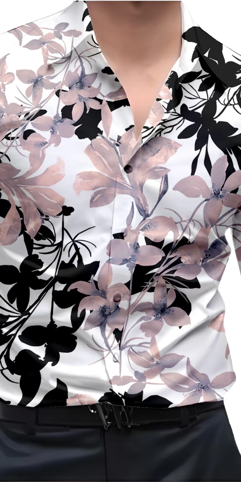 Peach And White Mens Wear Printed Shirt
