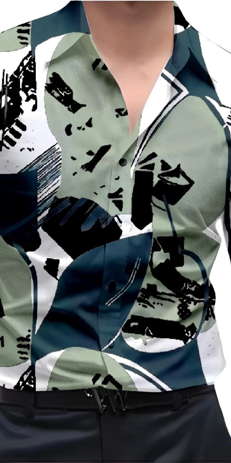 Green And White Mens Wear Printed Shirt