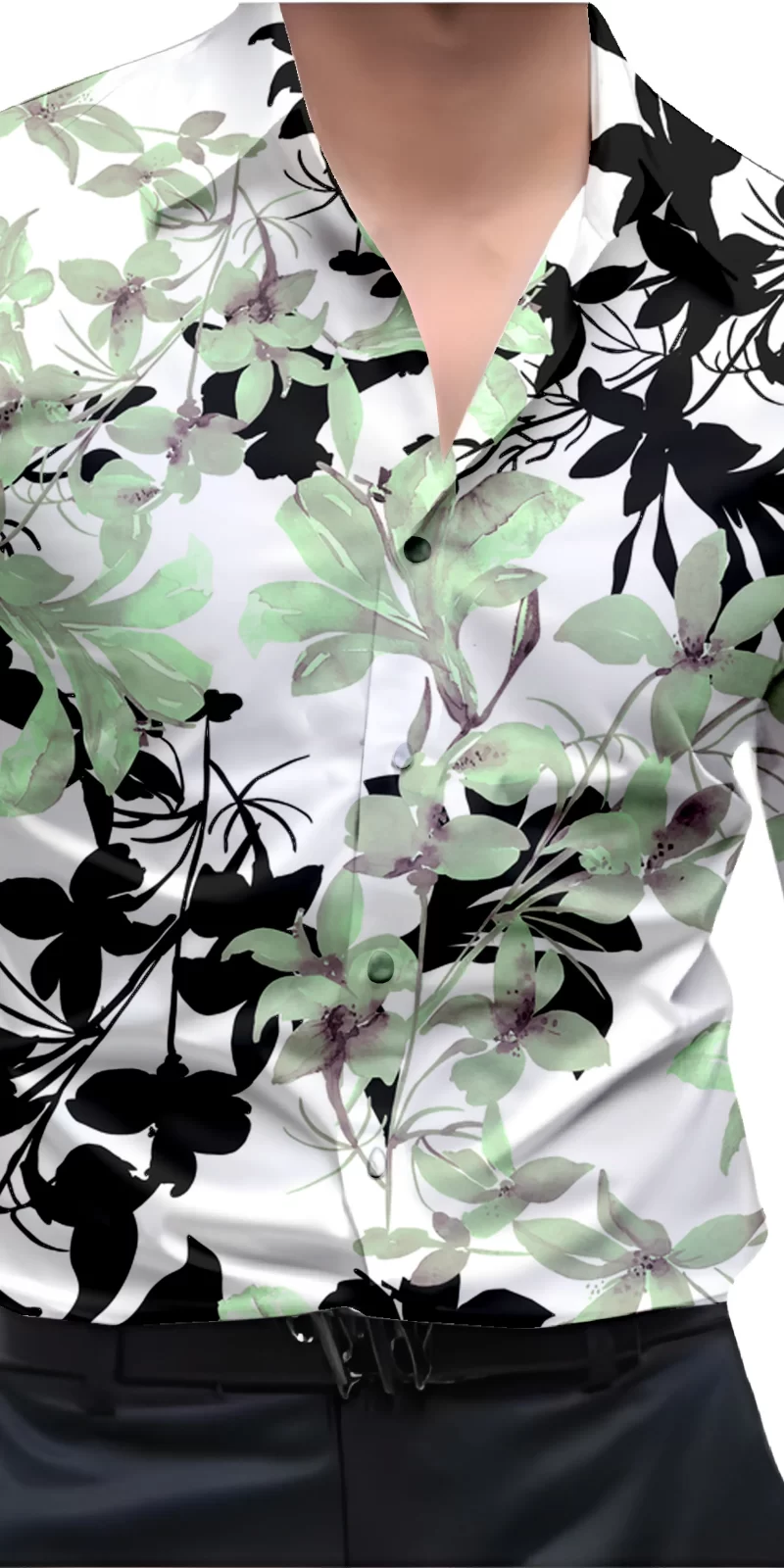 Green And White Mens Wear Printed Shirt