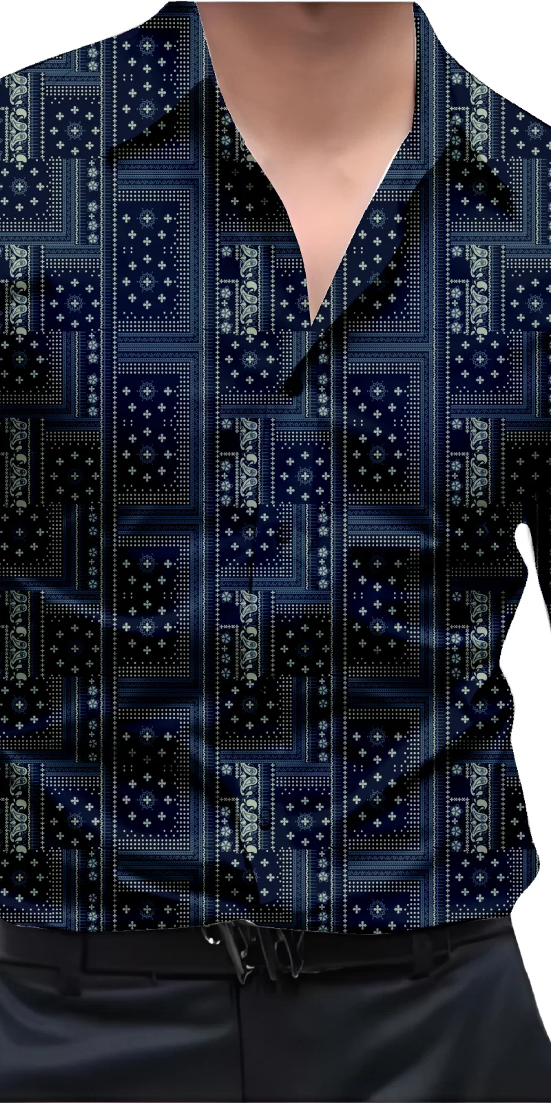 Blue And White Mens Wear Printed Shirt