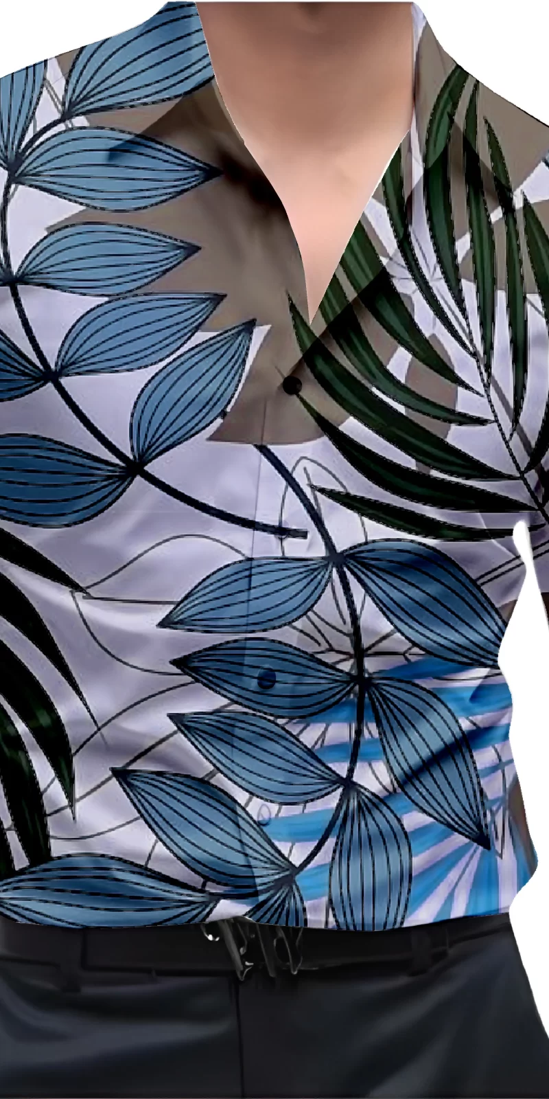 Light Blue And White Mens Wear Printed Shirt
