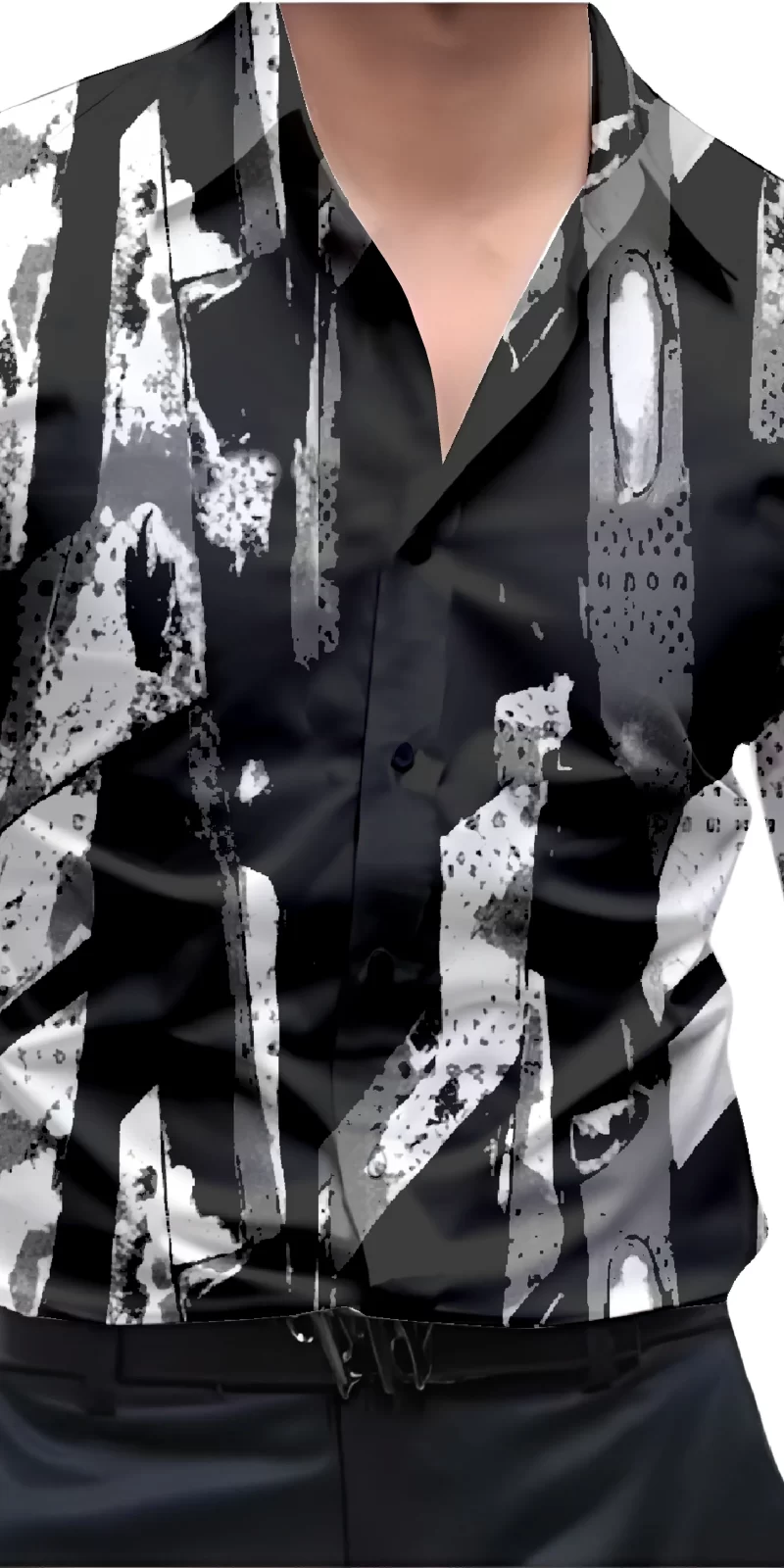 Black And White Mens Wear Printed Shirt