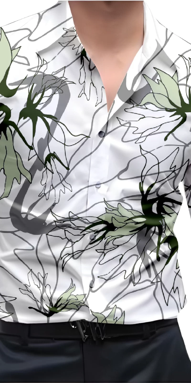 Green And White Mens Wear Printed Shirt