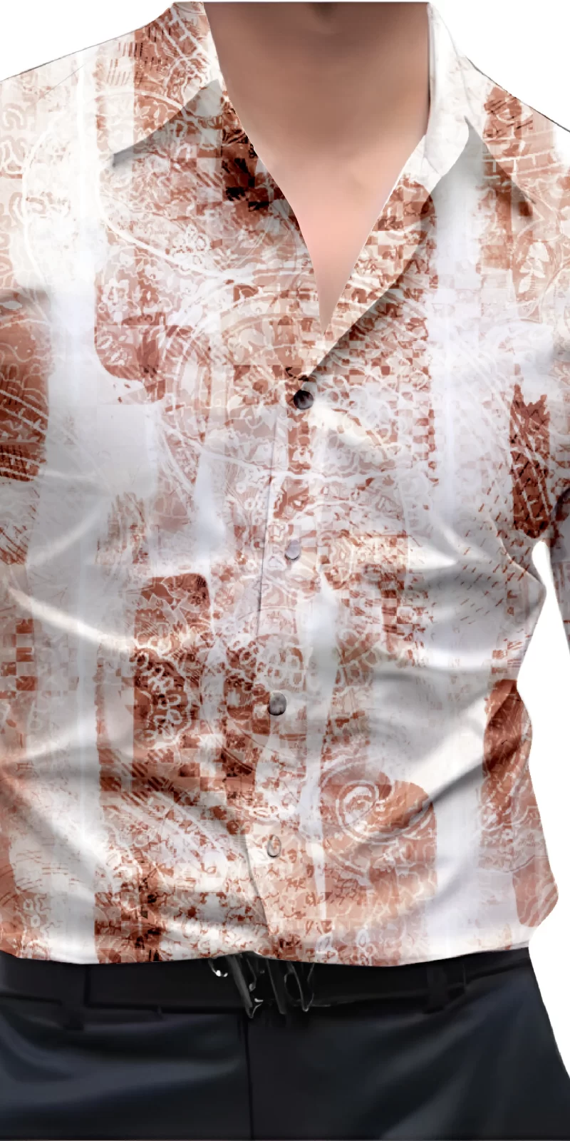 Brown And White Mens Wear Printed Shirt