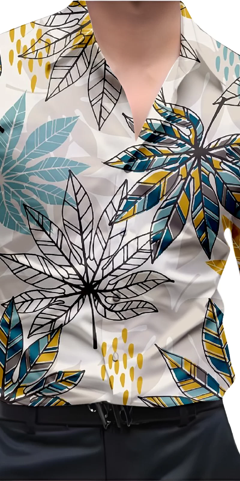 Lime/yellow And White Mens Wear Printed Shirt