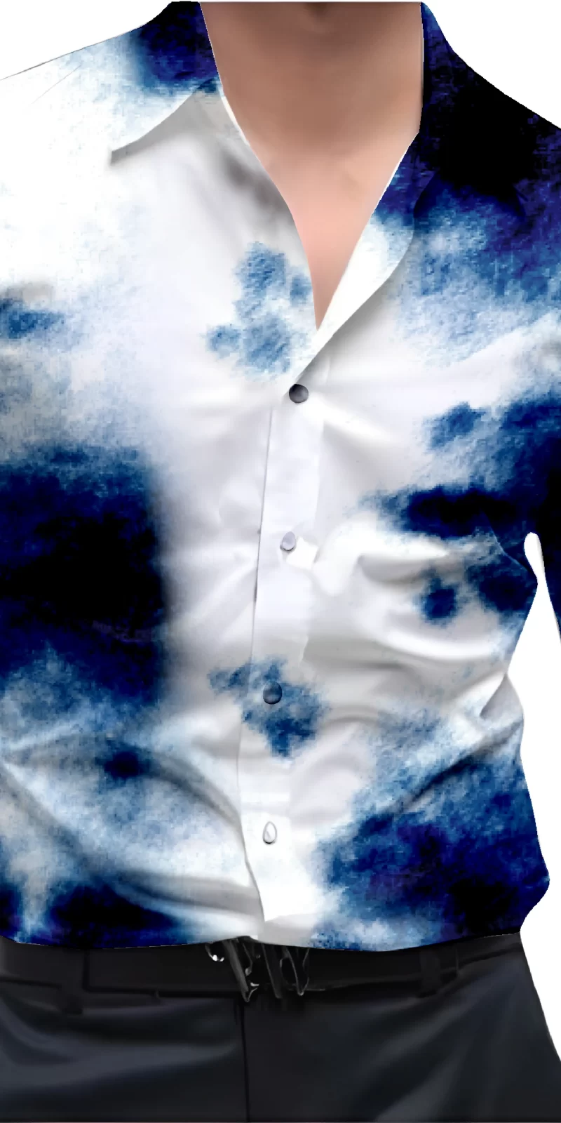 Blue And White Mens Wear Printed Shirt