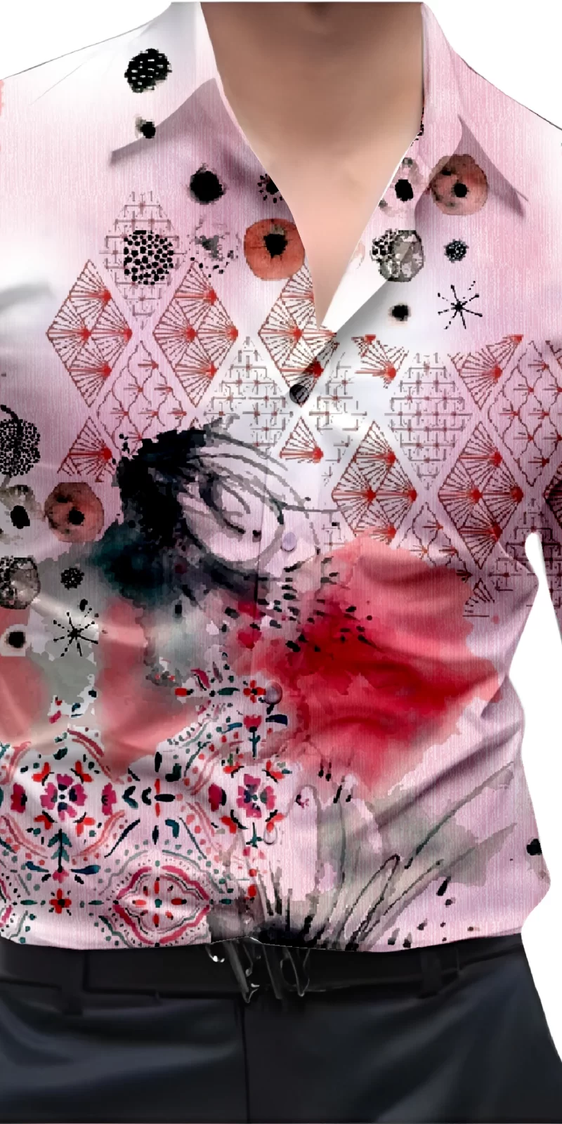 Pink And White Mens Wear Printed Shirt