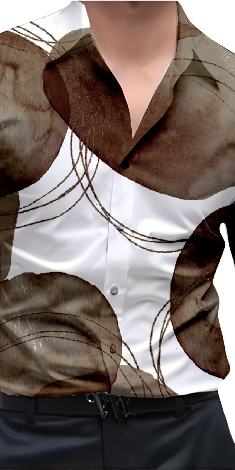 Brown And White Mens Wear Printed Shirt