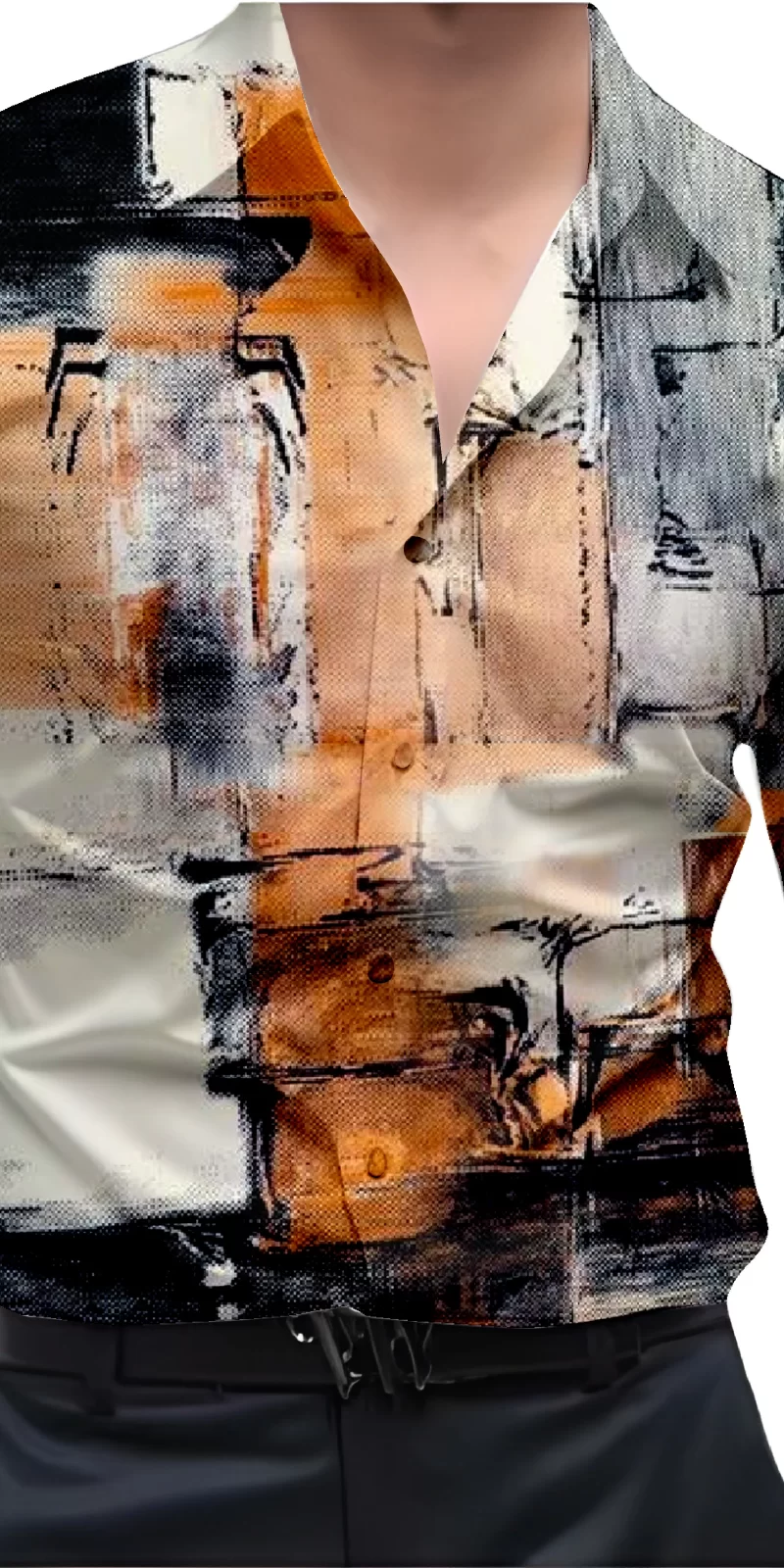 Orange And White Mens Wear Printed Shirt