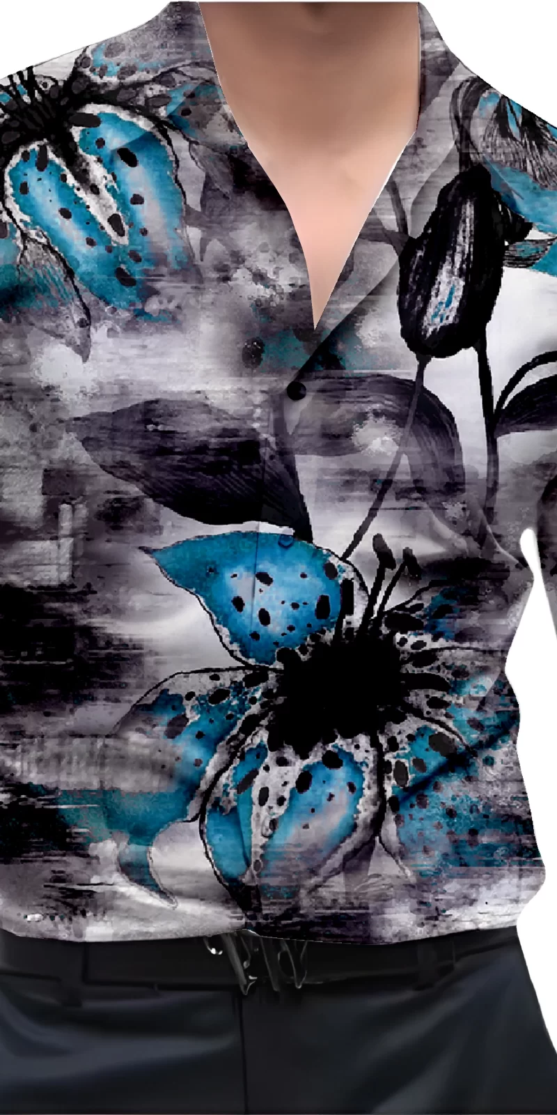 Blue And White Mens Wear Printed Shirt