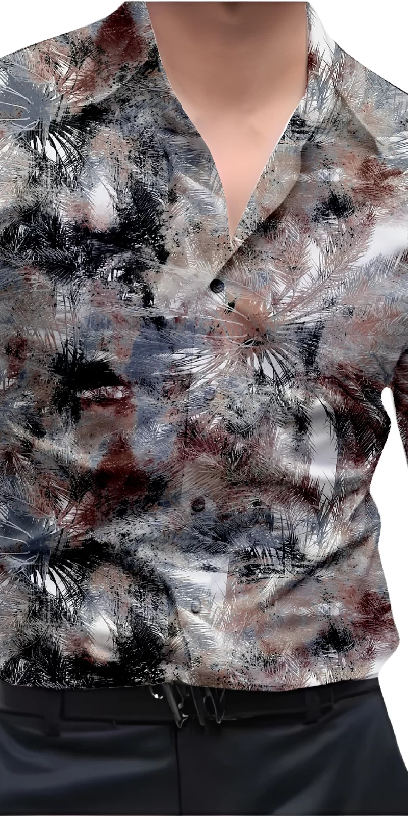 Grey And White Mens Wear Printed Shirt