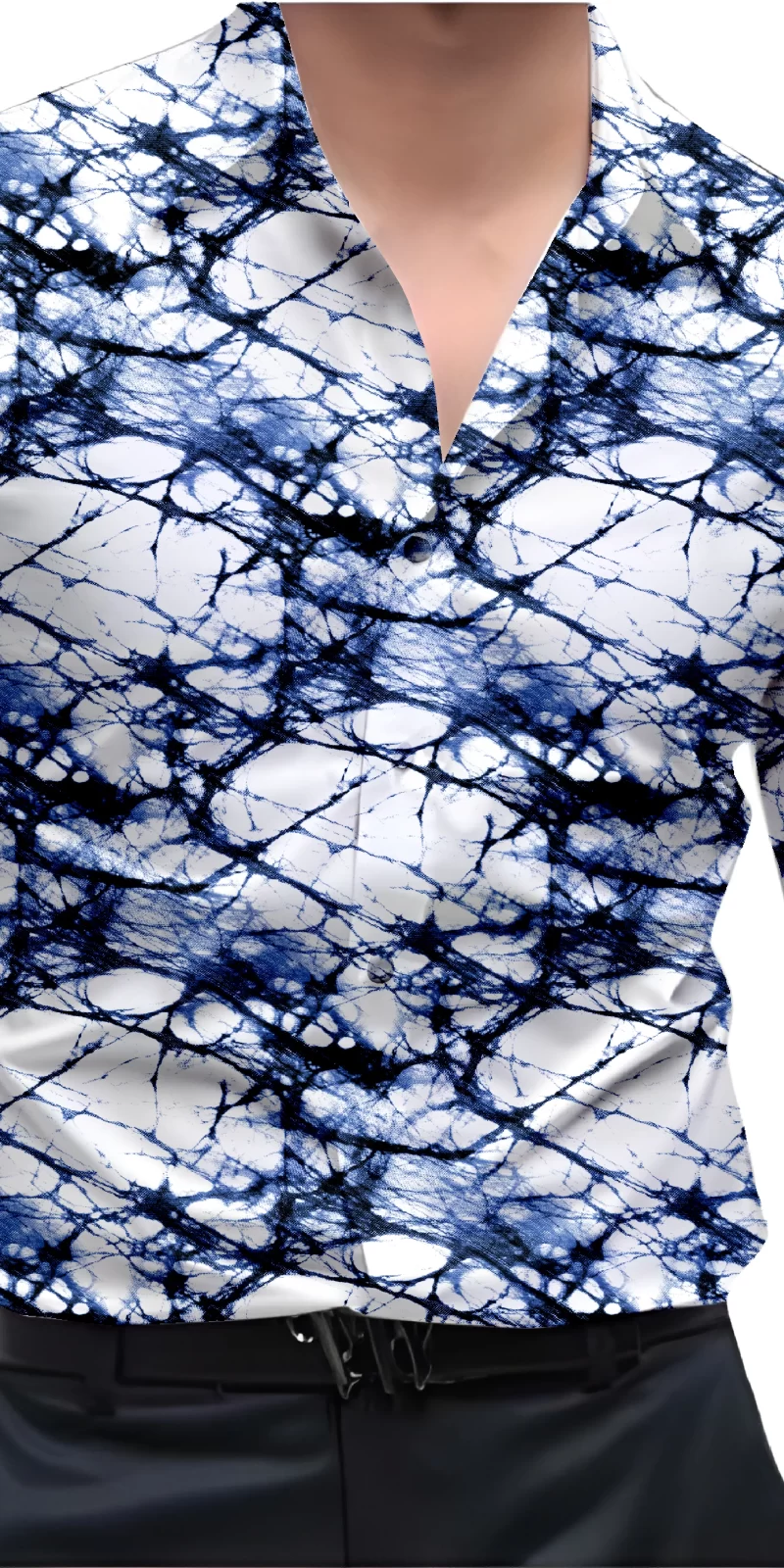 Blue And White Mens Wear Printed Shirt