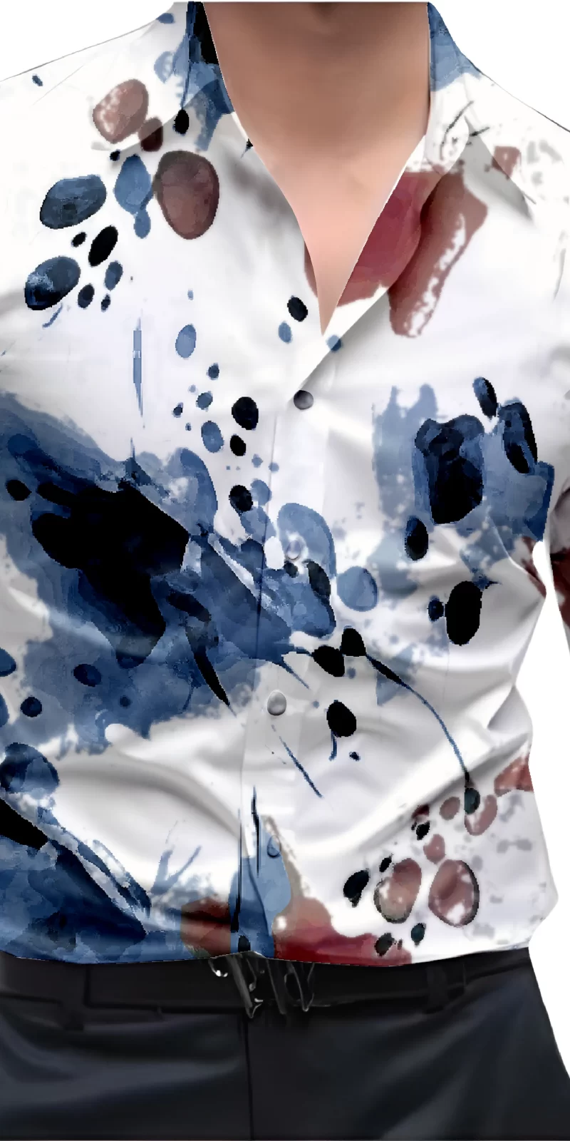 Blue and White Mens Wear Printed Shirt