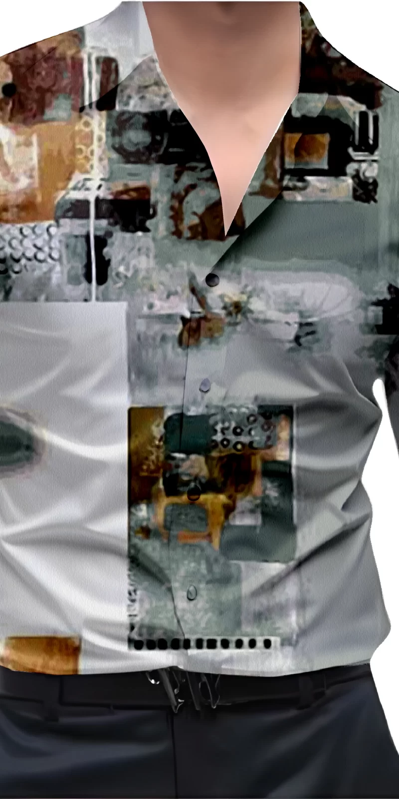 Grey And White Mens Wear Printed Shirt