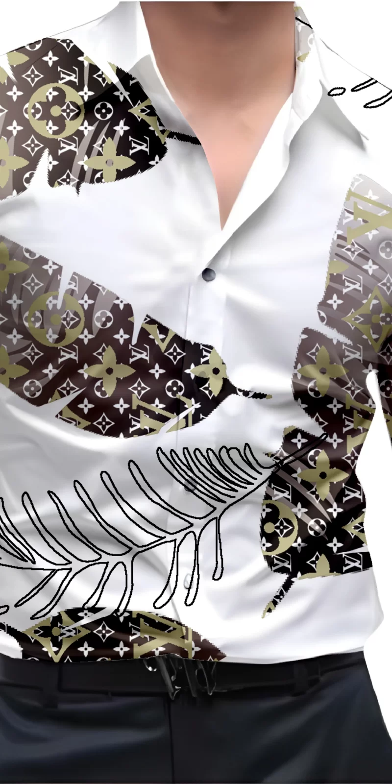 Black And White Mens Wear Printed Shirt