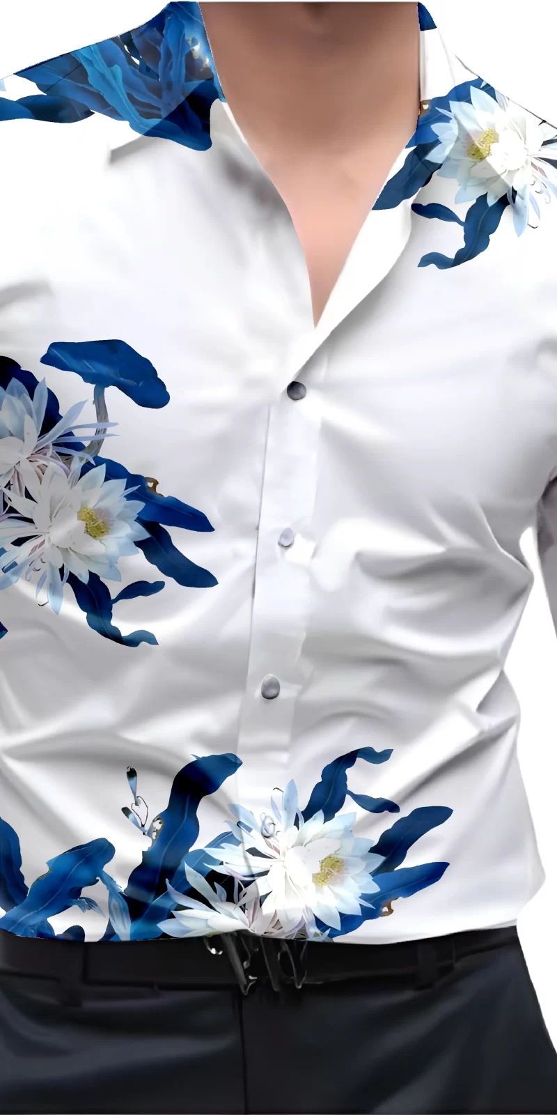 Blue And White Mens Wear Printed Shirt