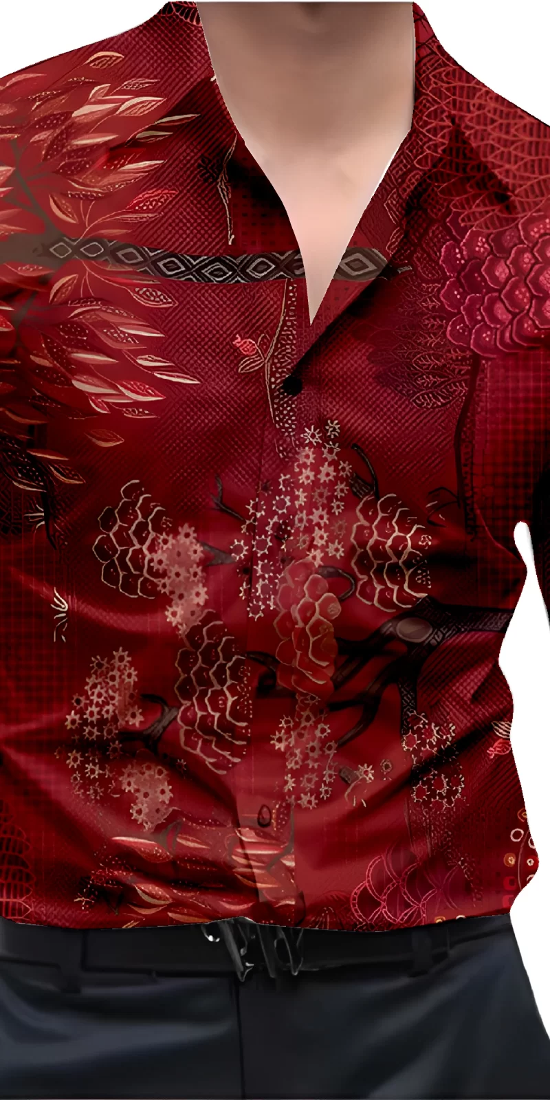 Red And White Mens Wear Printed Shirt