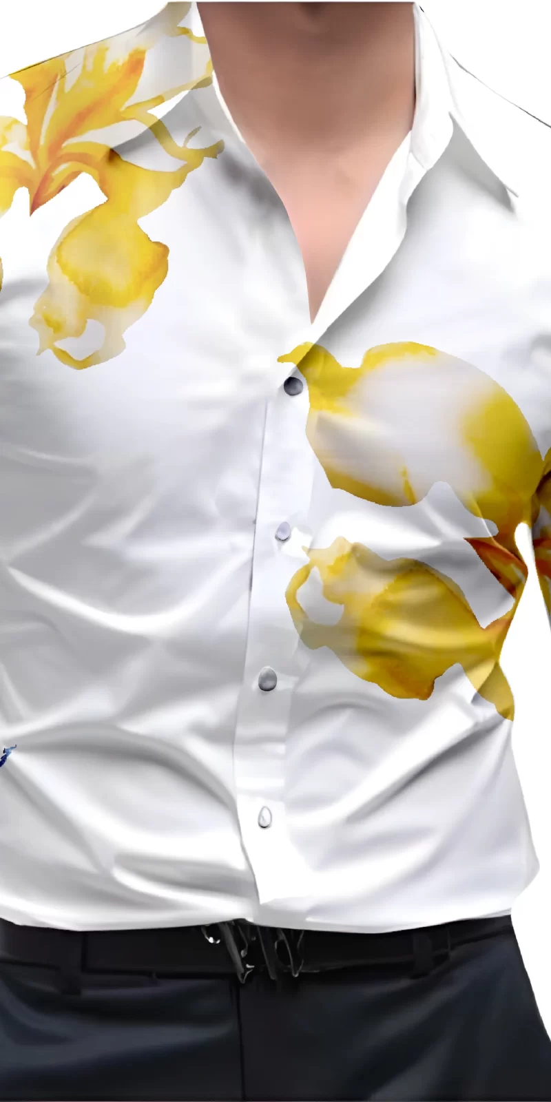 Yellow And White Mens Wear Printed Shirt