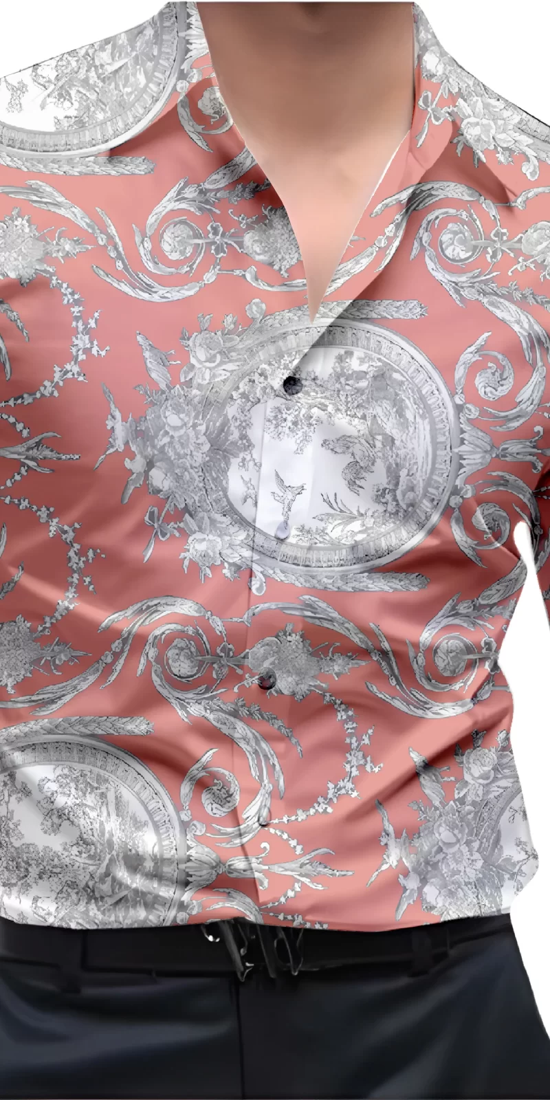 Grey And White Mens Wear Printed Shirt
