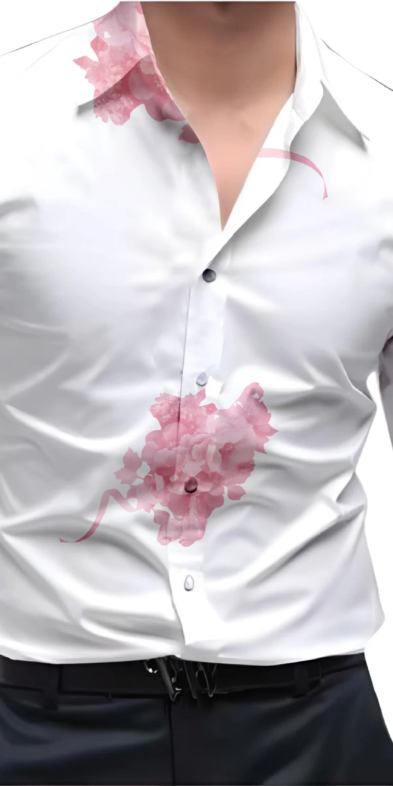 Pink And White Mens Wear Printed Shirt