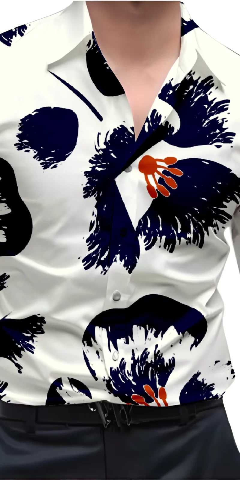 Dark blue And White Mens Wear Printed Shirt