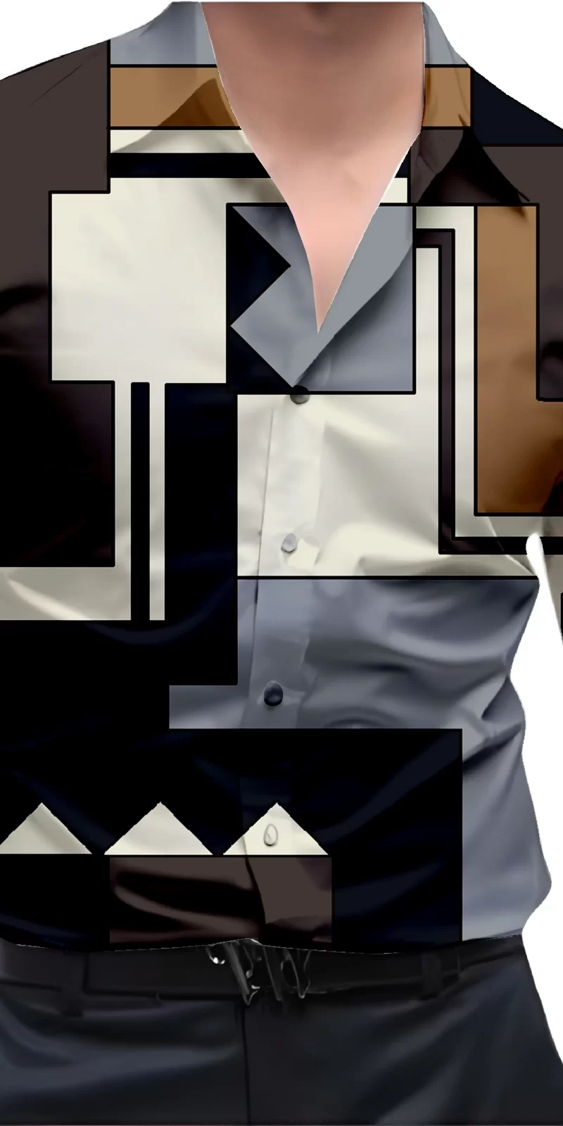 Black And White Mens Wear Printed Shirt