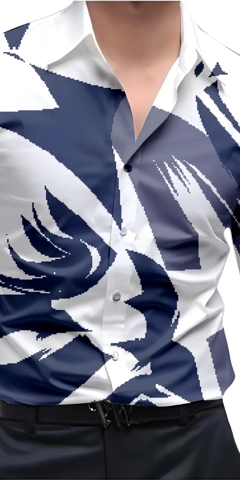 Blue And White Mens Wear Printed Shirt