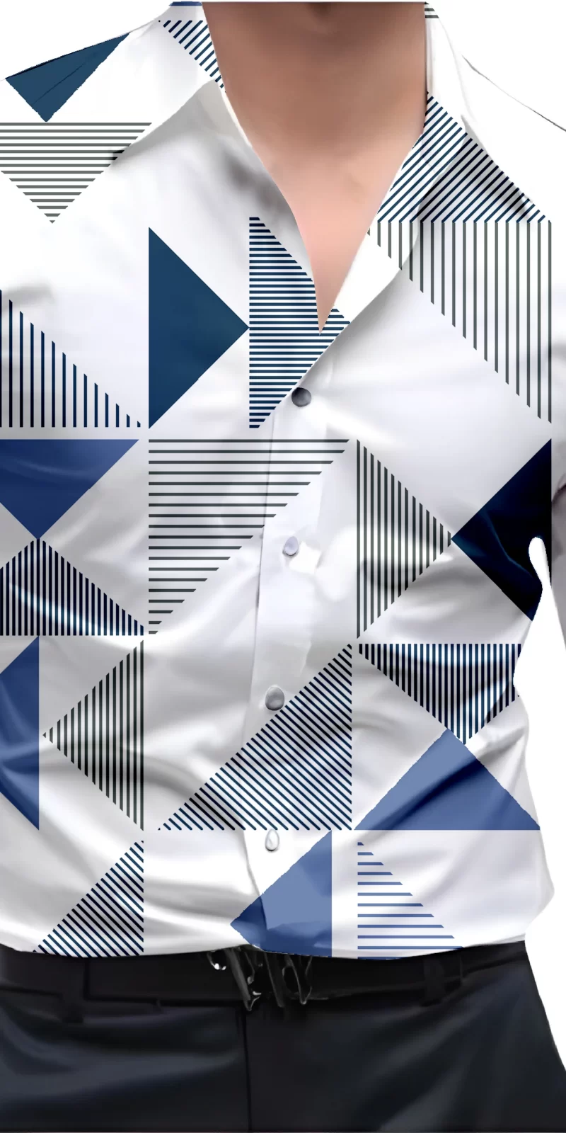 Blue And White Mens Wear Printed Shirt