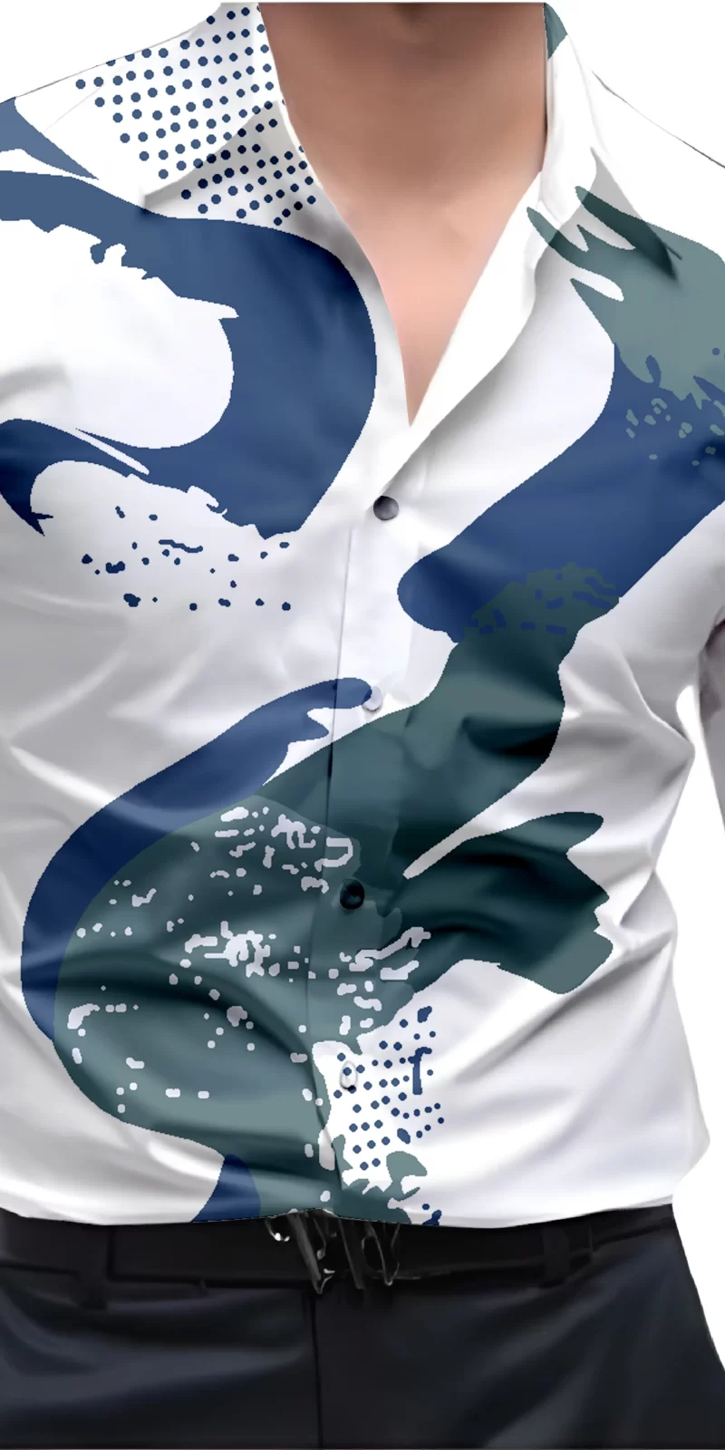 Blue And White Mens Wear Printed Shirt