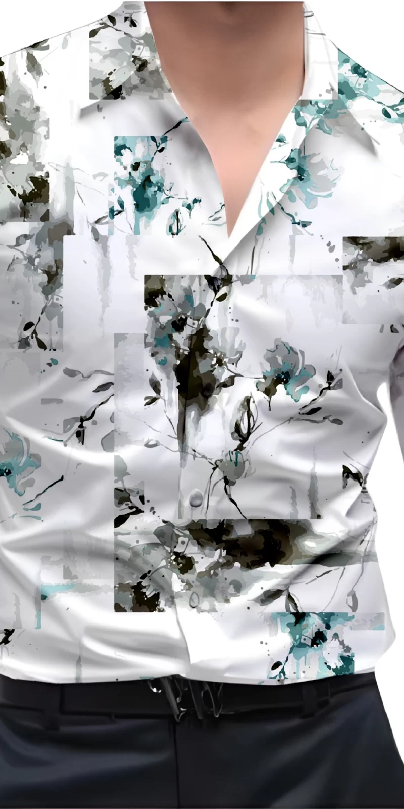 Grey And White Mens Wear Printed Shirt