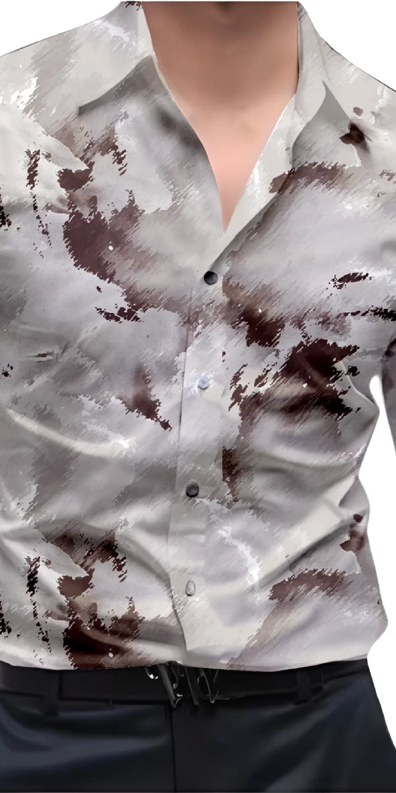 Brown And white Mens Wear Printed Shirt
