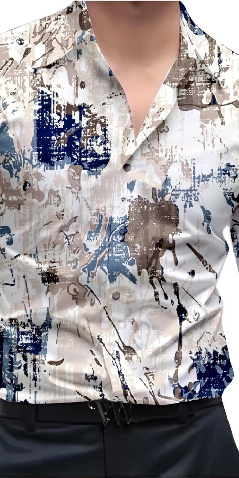 Light Blue And White Mens Wear Printed Shirt
