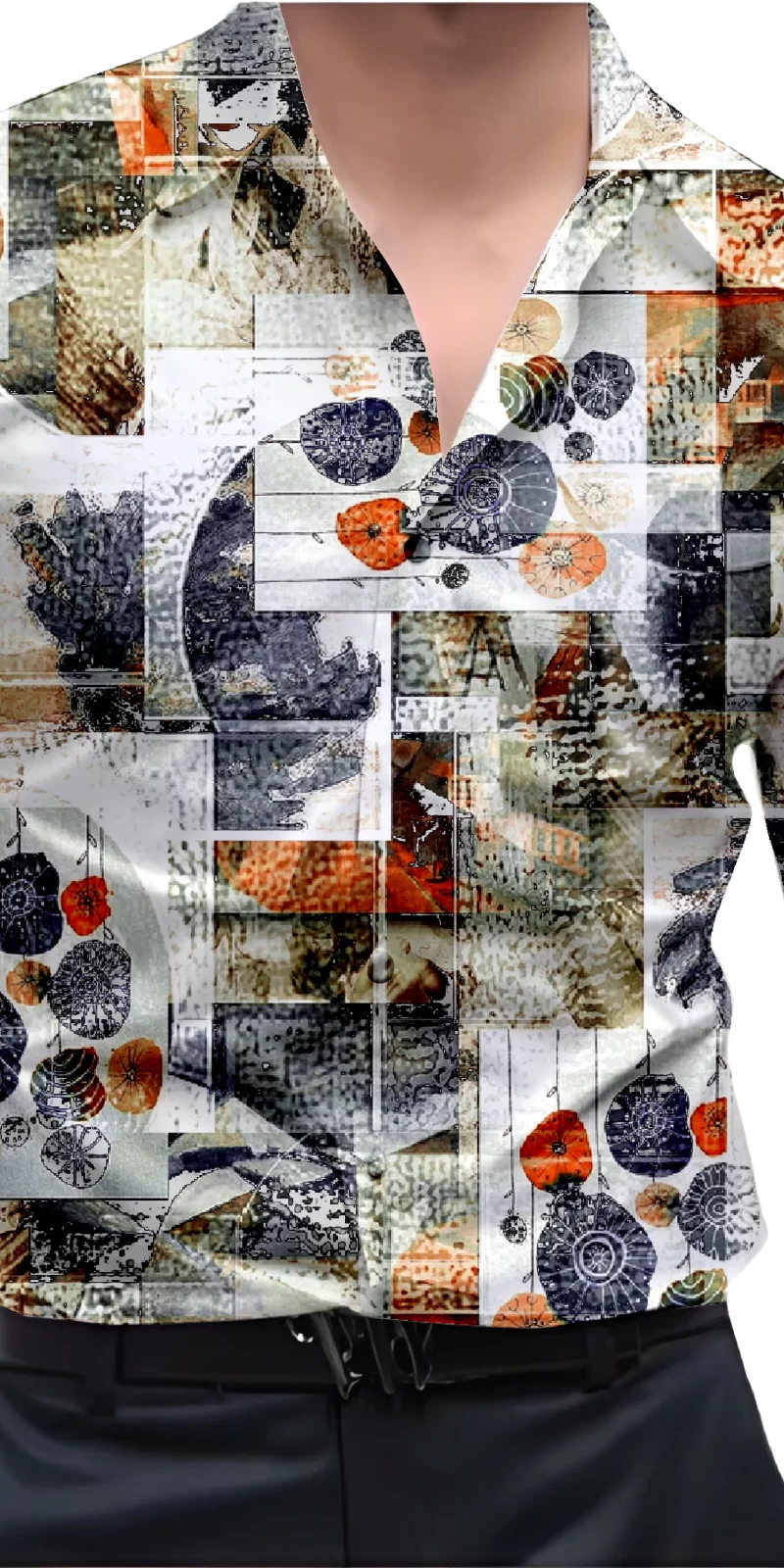 Grey And White Mens Wear Printed Shirt