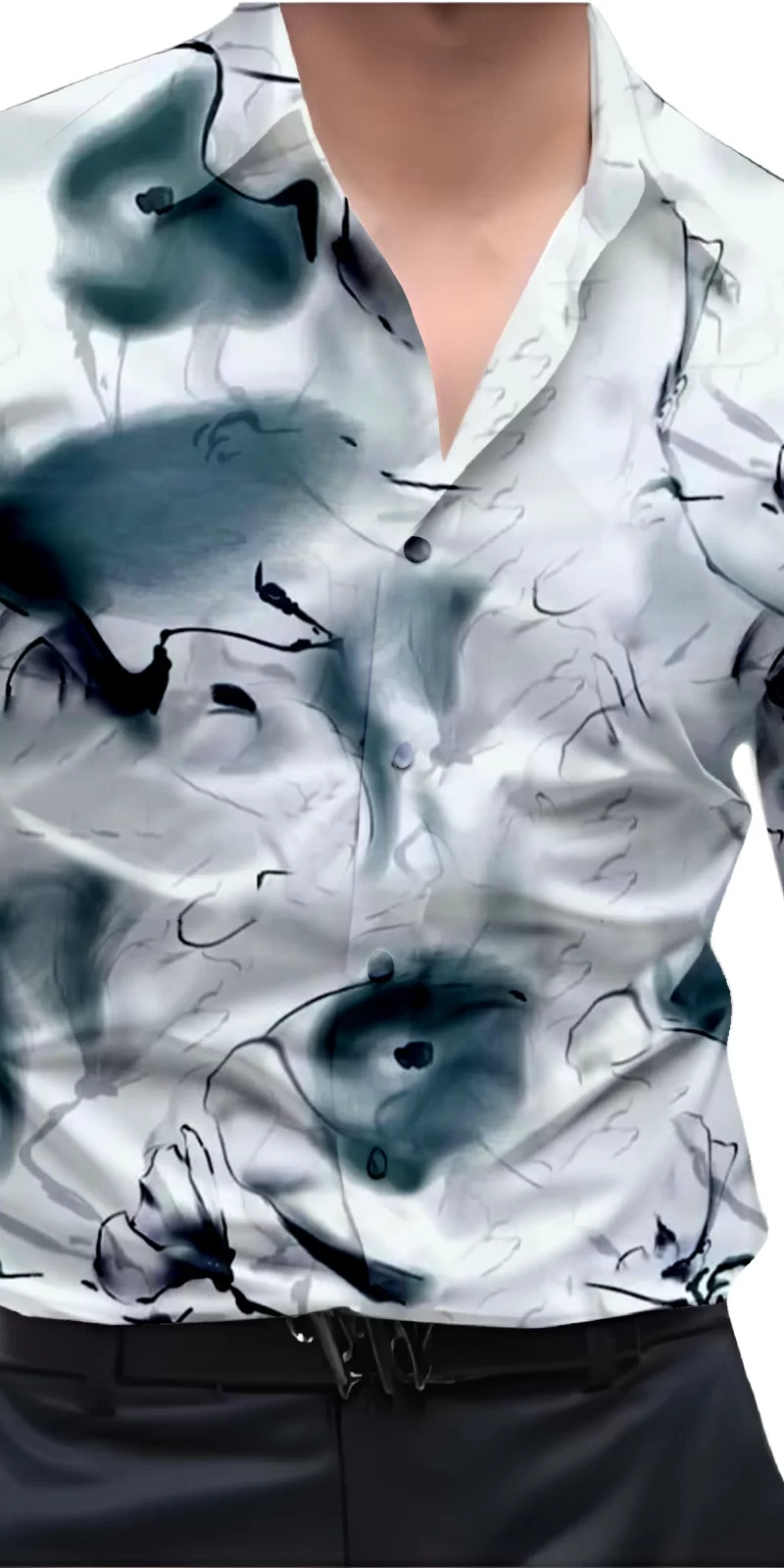Black And White Mens Wear Printed Shirt