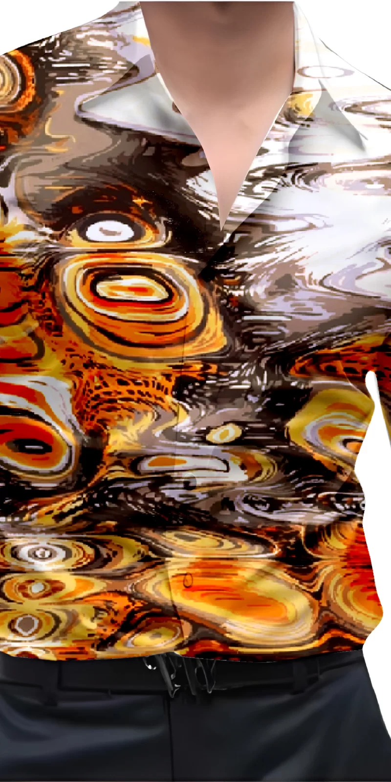 Orang And White Mens Wear Printed Shirt