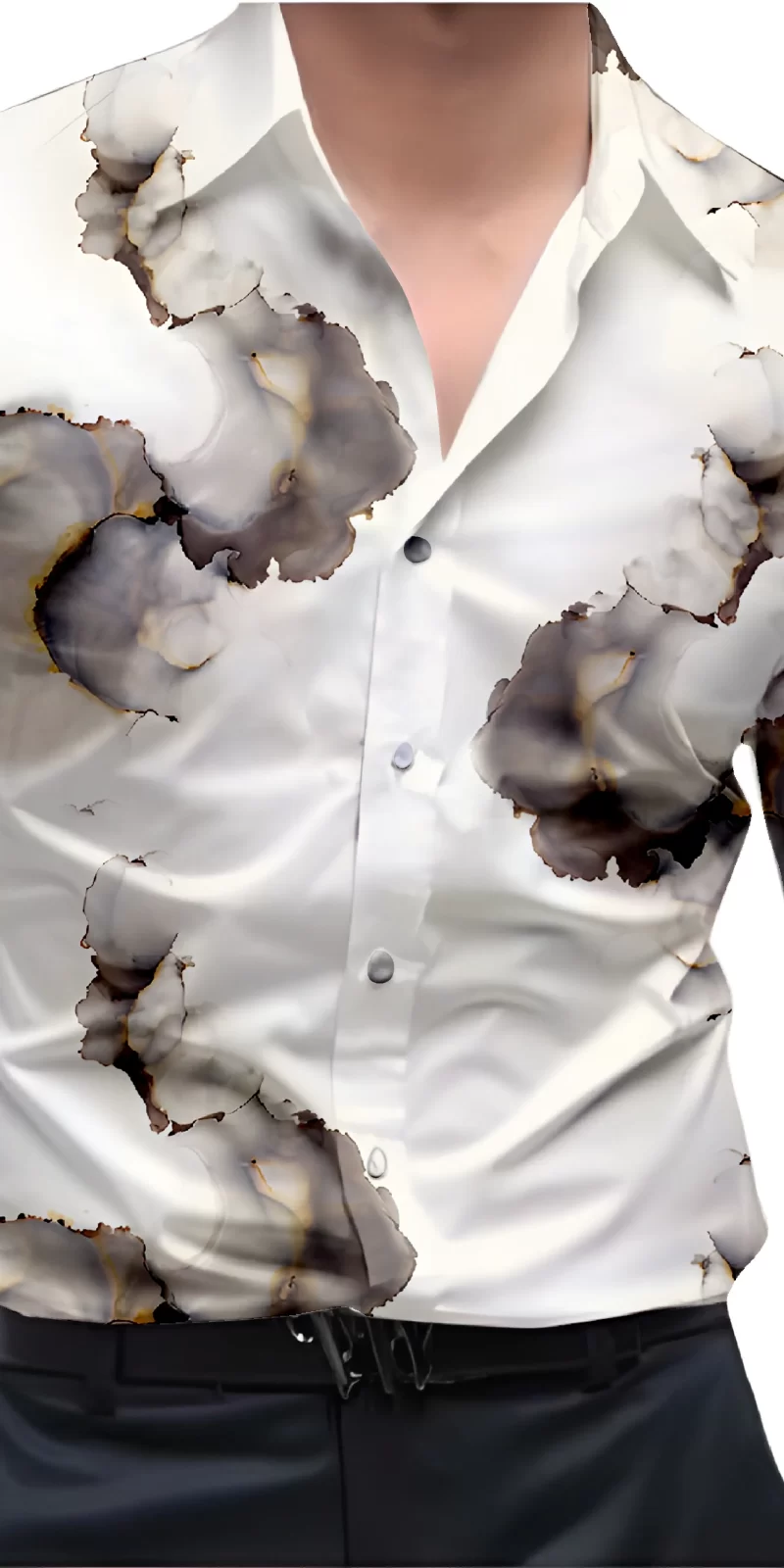 Grey And White Mens Wear Printed Shirt