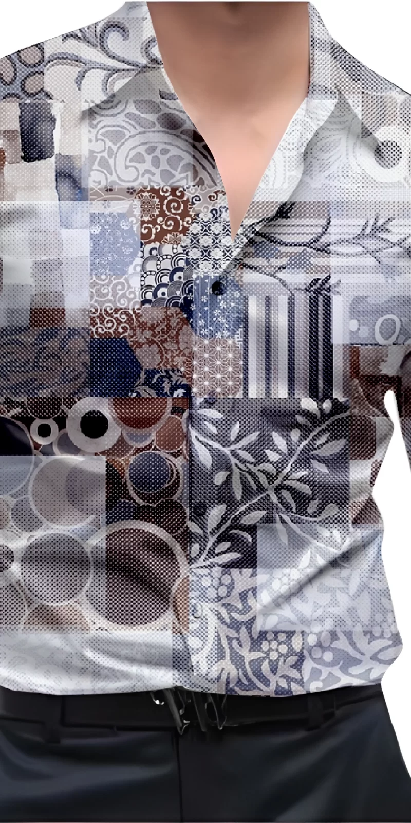Blue And White Mens Wear Printed Shirt