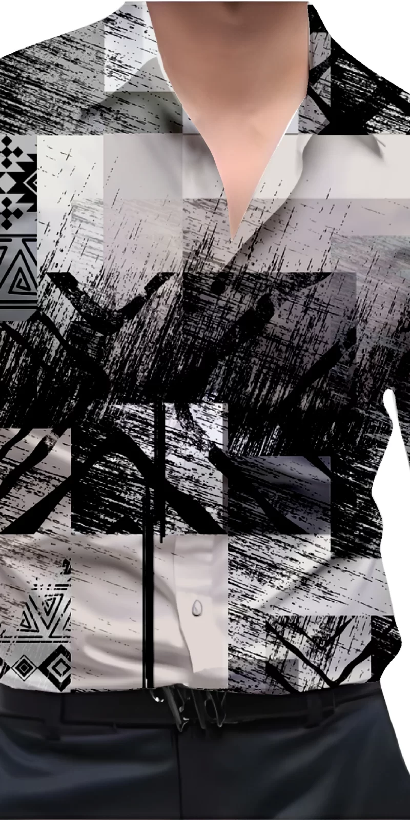 Black And White Mens Wear Printed Shirt