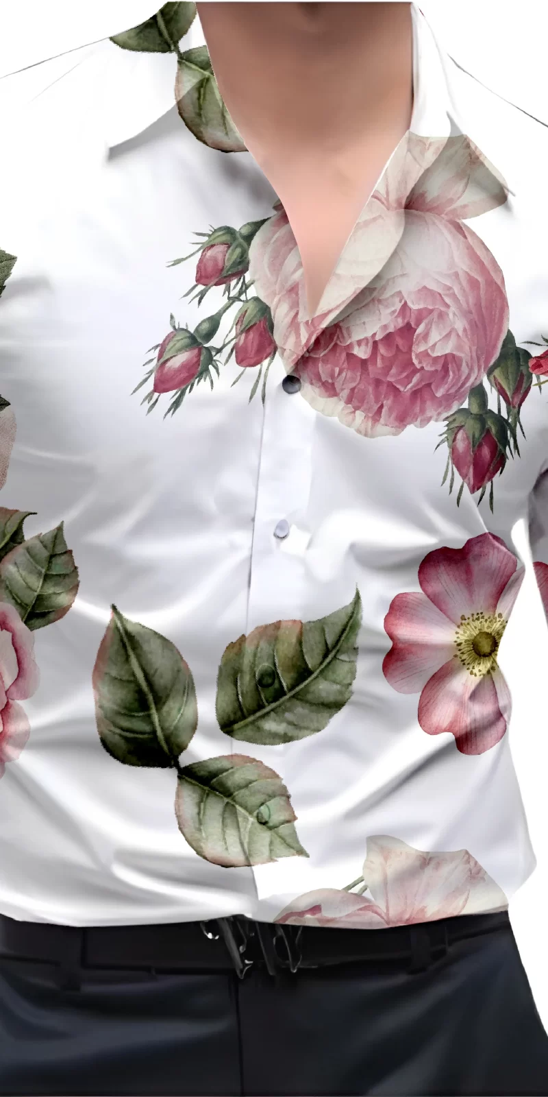 Pink And White Mens Wear Printed Shirt