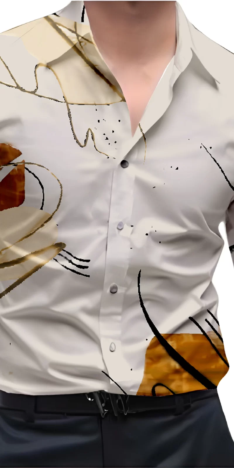 Brown And White Mens Wear Printed Shirt