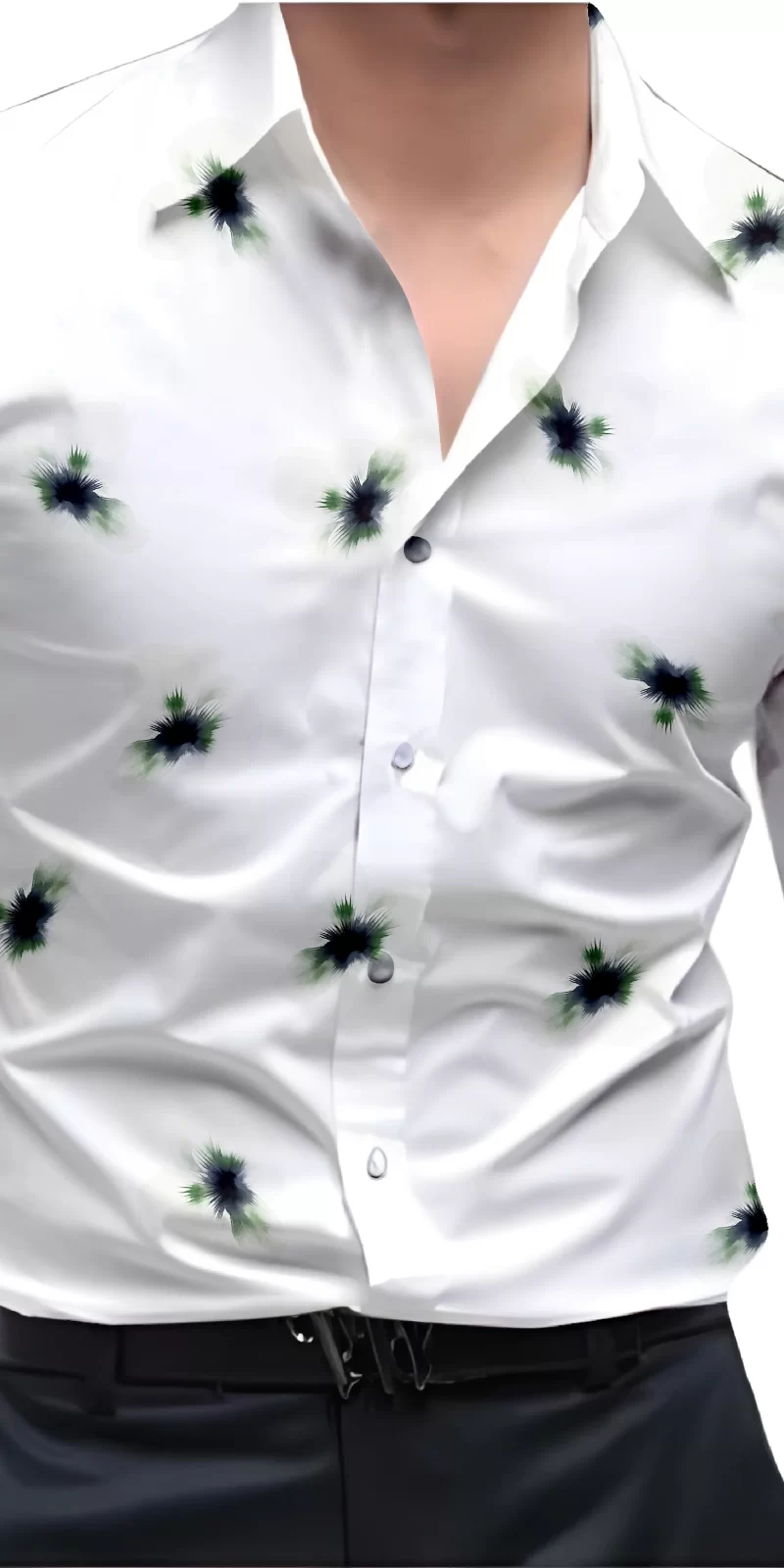 Green And White Mens Wear Printed Shirt