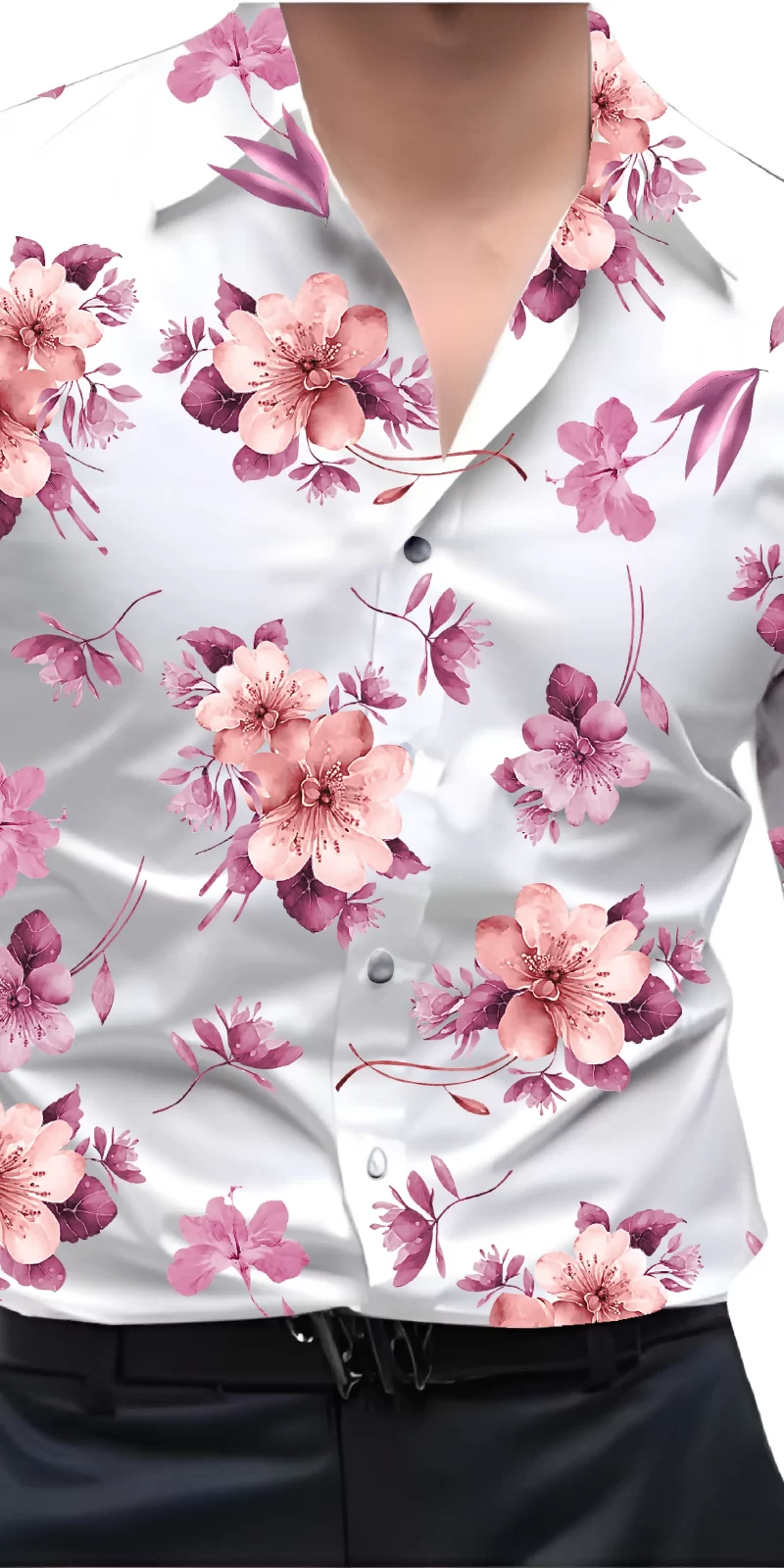Pink And White Mens Wear Printed Shirt