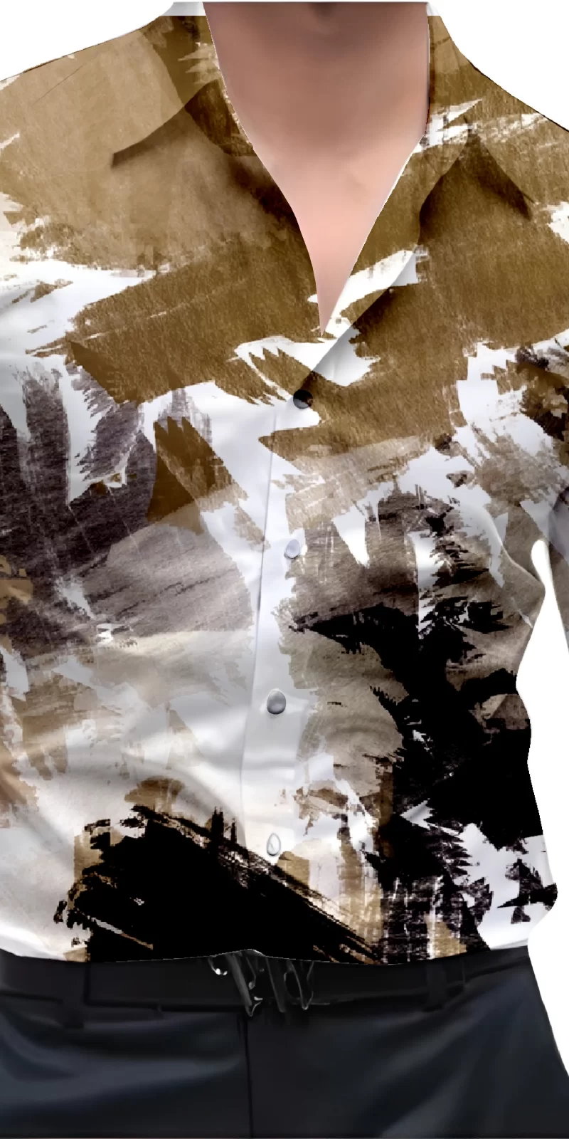Brown And White Mens Wear Printed Shirt