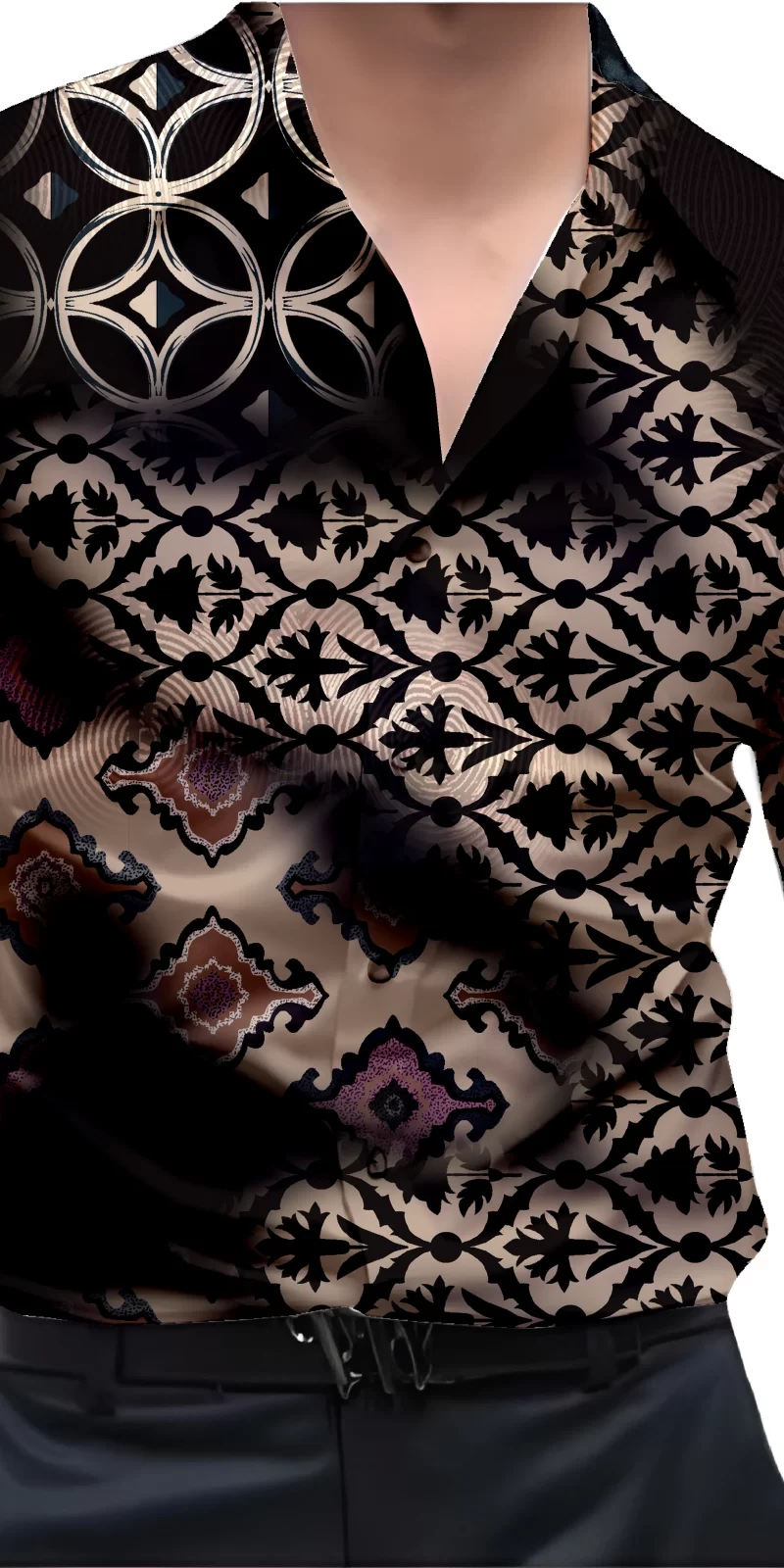 Brown And White Mens Wear Printed Shirt