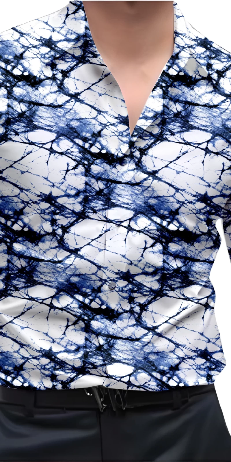 Blue And White Mens Wear Printed Shirt