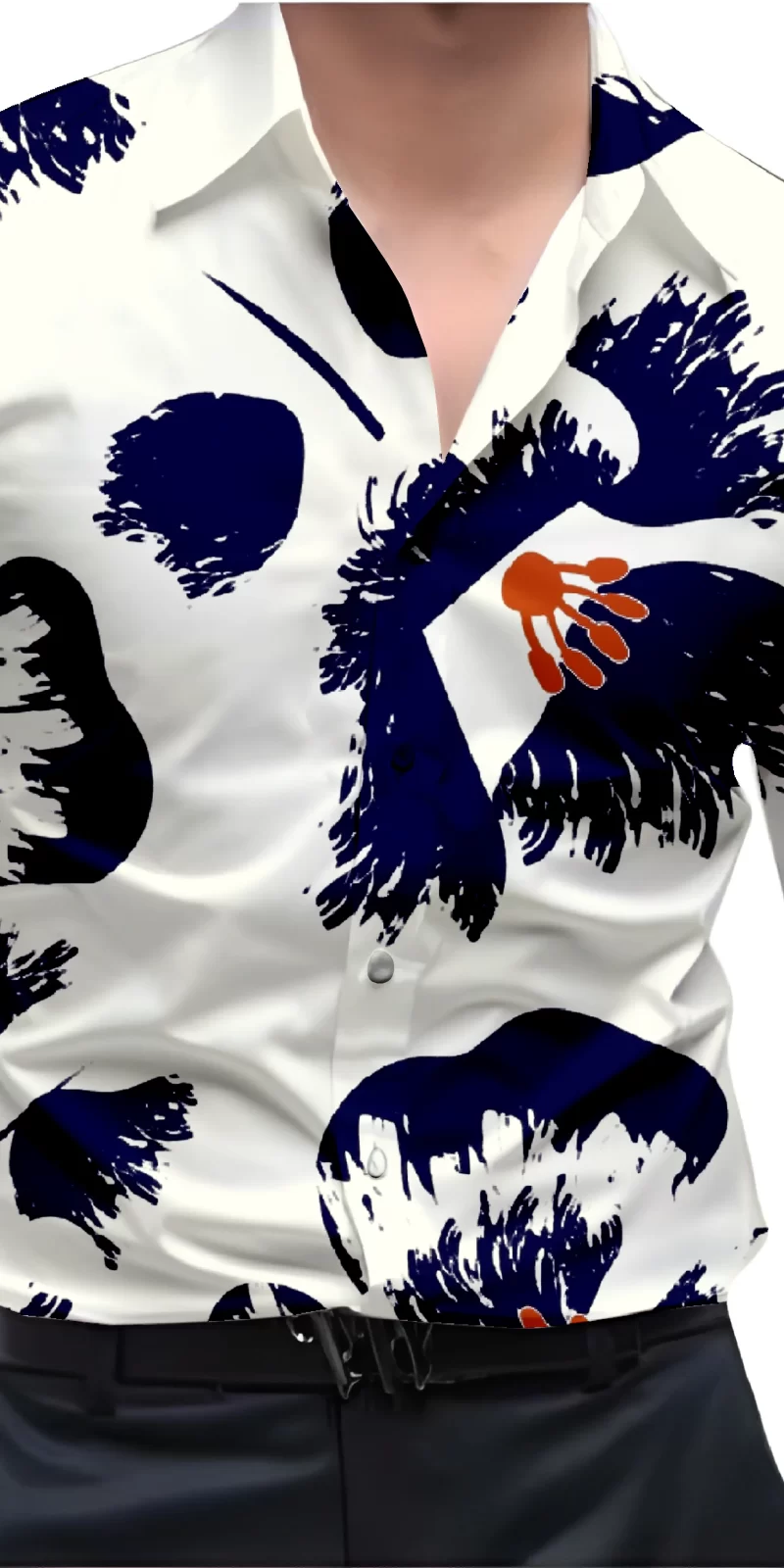 Blue And White Mens Wear Printed Shirt