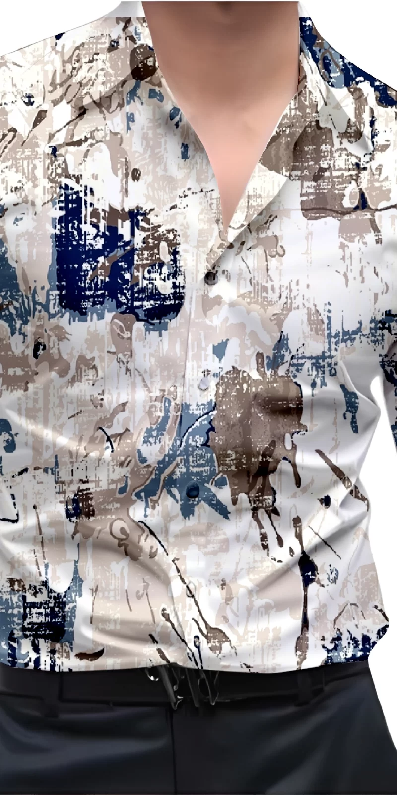 Blue And White Mens Wear Printed Shirt
