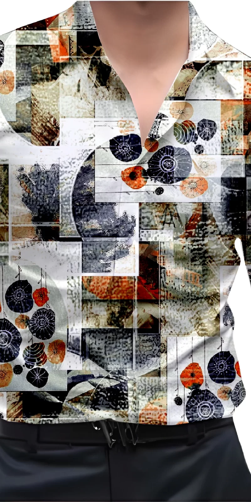 Grey And White Mens Wear Printed Shirt