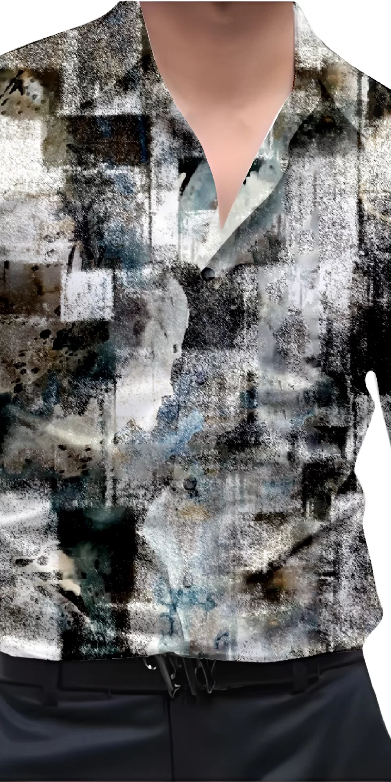 Grey And White Mens Wear Printed Shirt