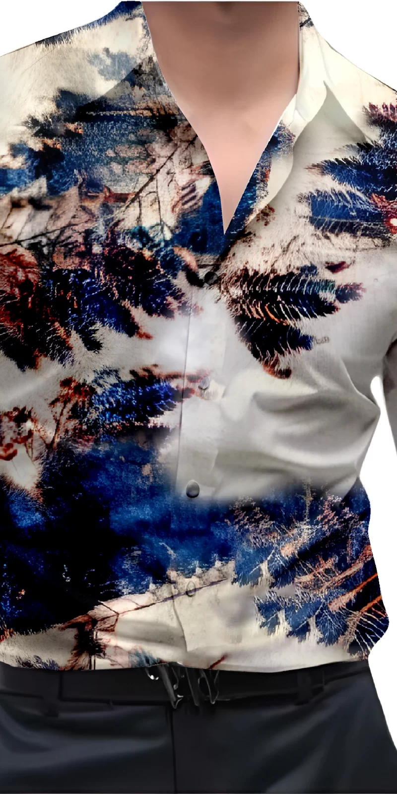 Blue And White Mens Wear Printed Shirt